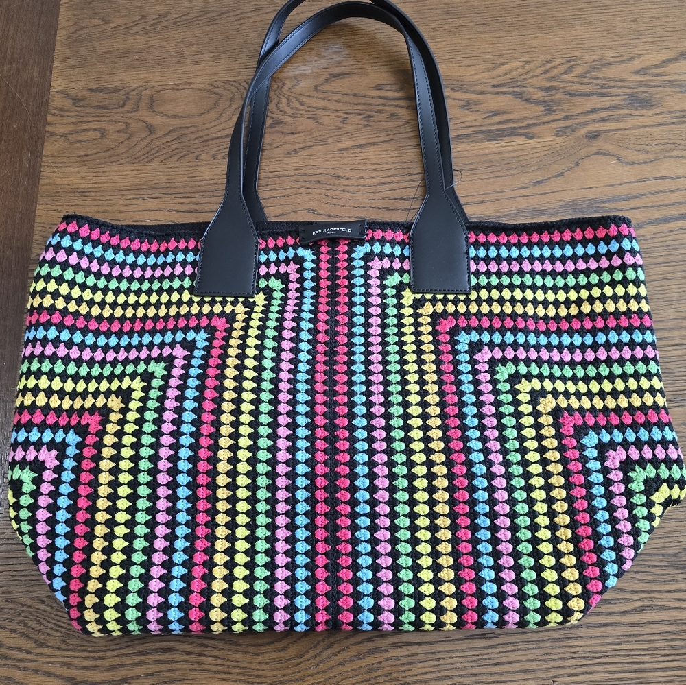 Karl Lagerfeld Henriette multi-colored crochet tote - Picture 4 of 5